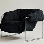 Modern Black Stainless Faux Lambswool Accent Chair – Chic and Cozy Living Room Furniture hmr-4766