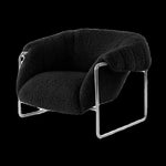 Modern Black Stainless Faux Lambswool Accent Chair – Chic and Cozy Living Room Furniture hmr-4766