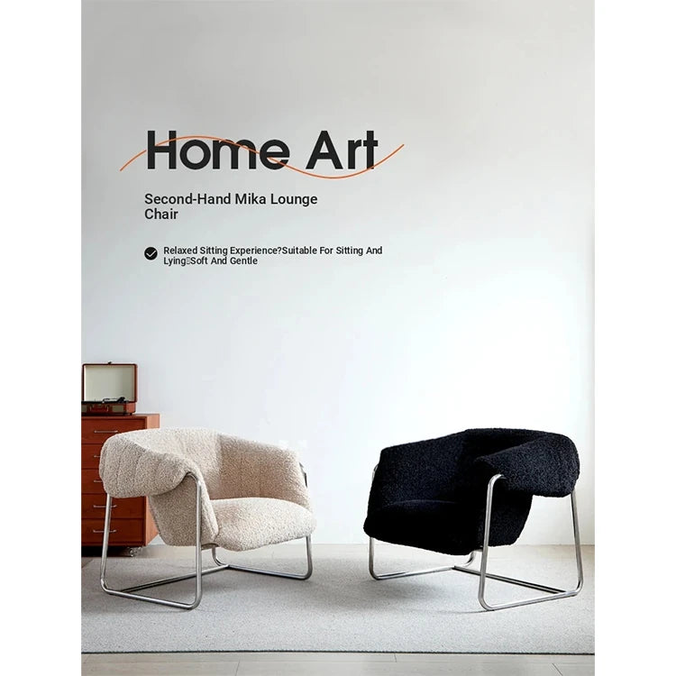 Modern Black Stainless Faux Lambswool Accent Chair – Chic and Cozy Living Room Furniture hmr-4766