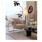 Modern Black Stainless Faux Lambswool Accent Chair – Chic and Cozy Living Room Furniture hmr-4766