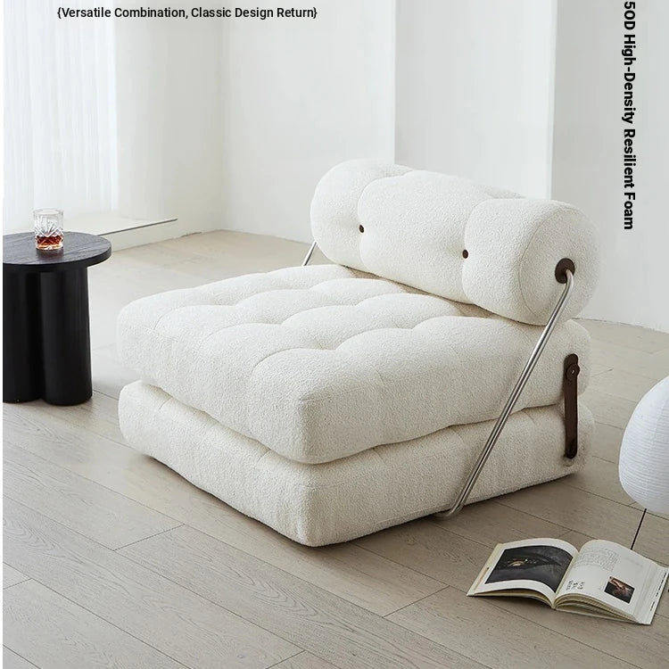 Luxury Convertible Lounge Chair with Soft Chenille Techno Fabric - Perfect for Relaxation and Sleep hmr-4767