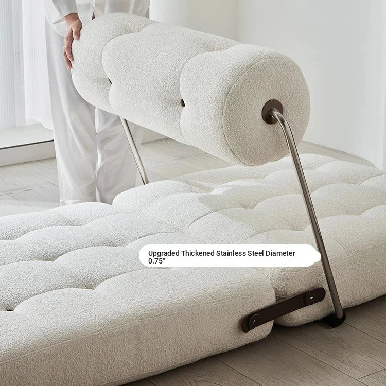 Luxury Convertible Lounge Chair with Soft Chenille Techno Fabric - Perfect for Relaxation and Sleep hmr-4767