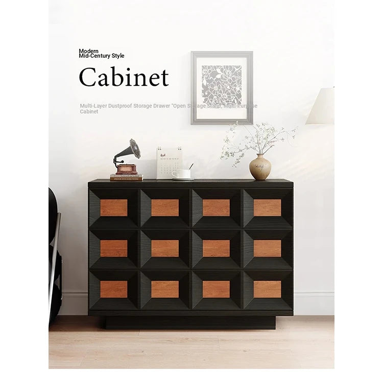 Stylish Ash Wood Cabinet with Geometric Design - Modern Storage Solution for Your Home hmr-4768