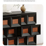 Stylish Ash Wood Cabinet with Geometric Design - Modern Storage Solution for Your Home hmr-4768