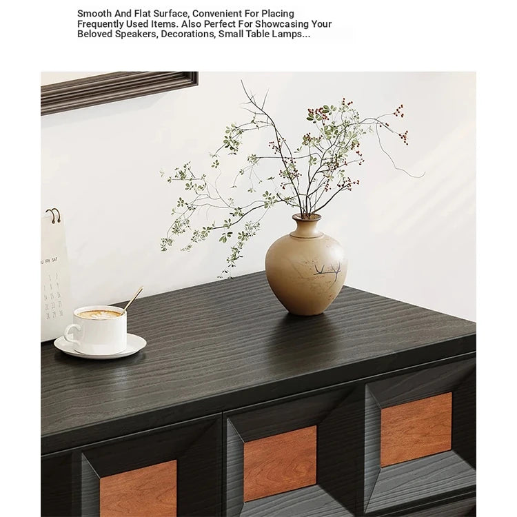 Stylish Ash Wood Cabinet with Geometric Design - Modern Storage Solution for Your Home hmr-4768