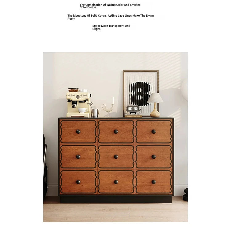 Elegant Ash Wood Cabinet with 8 Stylish Drawers for Modern Home Decor hmr-4773