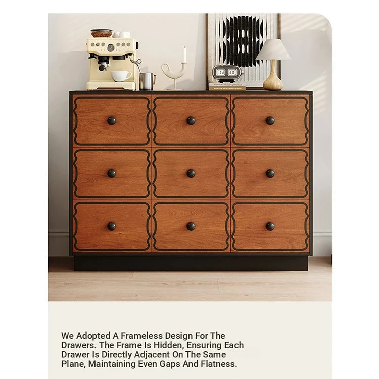 Elegant Ash Wood Cabinet with 8 Stylish Drawers for Modern Home Decor hmr-4773