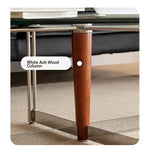 Sleek Glass Oval Coffee Table with Ash Wood & Stainless Steel Accents - Modern Living Room Design hmr-4774