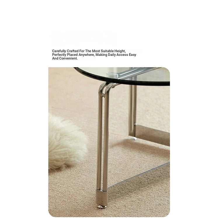 Sleek Glass Oval Coffee Table with Ash Wood & Stainless Steel Accents - Modern Living Room Design hmr-4774