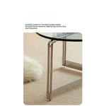 Sleek Glass Oval Coffee Table with Ash Wood & Stainless Steel Accents - Modern Living Room Design hmr-4774