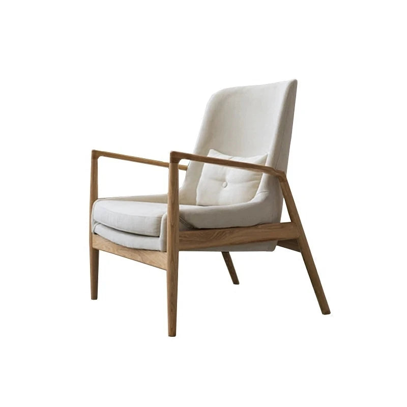 Stylish Ash Wood Armchair with Cotton-Linen Upholstery – Perfect for Modern Living Spaces hmr-4775
