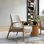 Stylish Ash Wood Armchair with Cotton-Linen Upholstery – Perfect for Modern Living Spaces hmr-4775
