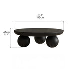 Stylish Ash Wood Coffee Table with Unique Round Base - Modern Design for Living Room Décor hmr-4776