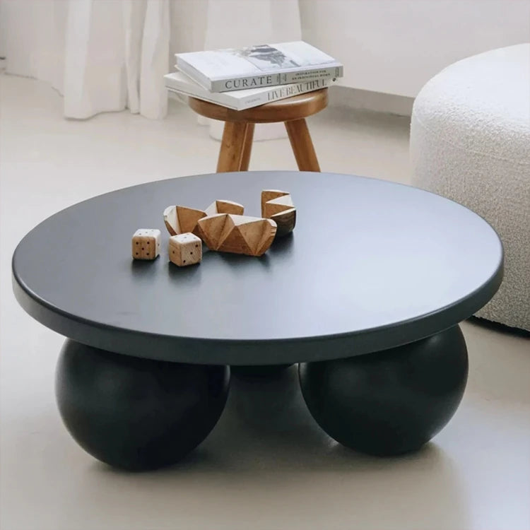 Stylish Ash Wood Coffee Table with Unique Round Base - Modern Design for Living Room Décor hmr-4776
