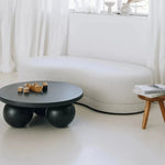 Stylish Ash Wood Coffee Table with Unique Round Base - Modern Design for Living Room Décor hmr-4776