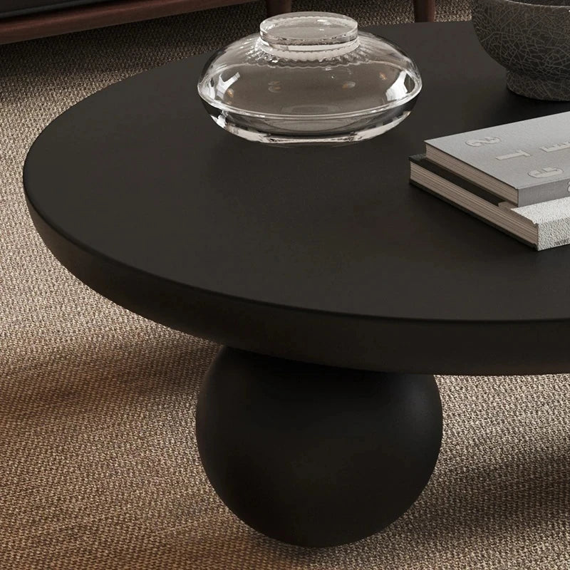Stylish Ash Wood Coffee Table with Unique Round Base - Modern Design for Living Room Décor hmr-4776