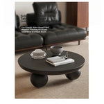 Stylish Ash Wood Coffee Table with Unique Round Base - Modern Design for Living Room Décor hmr-4776