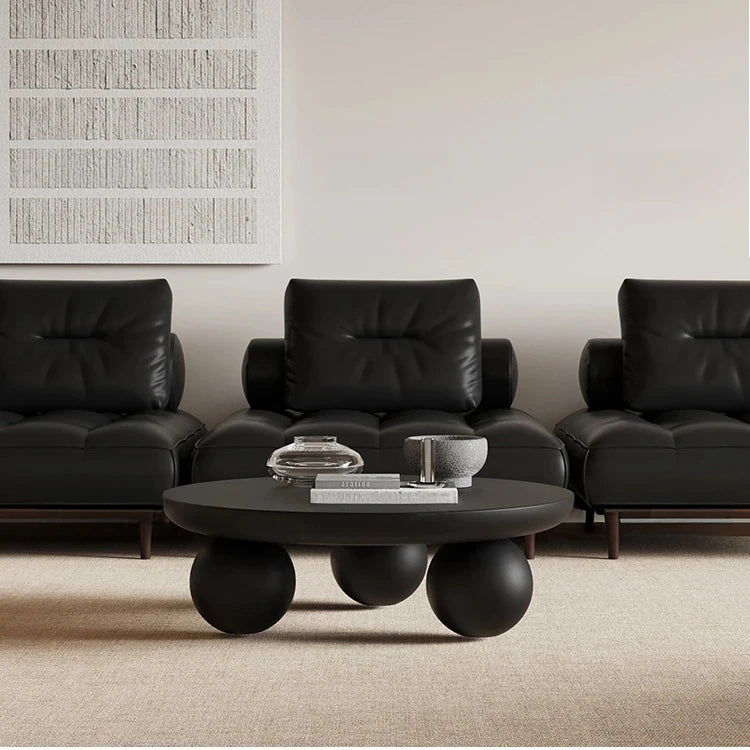 Stylish Ash Wood Coffee Table with Unique Round Base - Modern Design for Living Room Décor hmr-4776