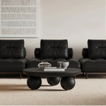 Stylish Ash Wood Coffee Table with Unique Round Base - Modern Design for Living Room Décor hmr-4776