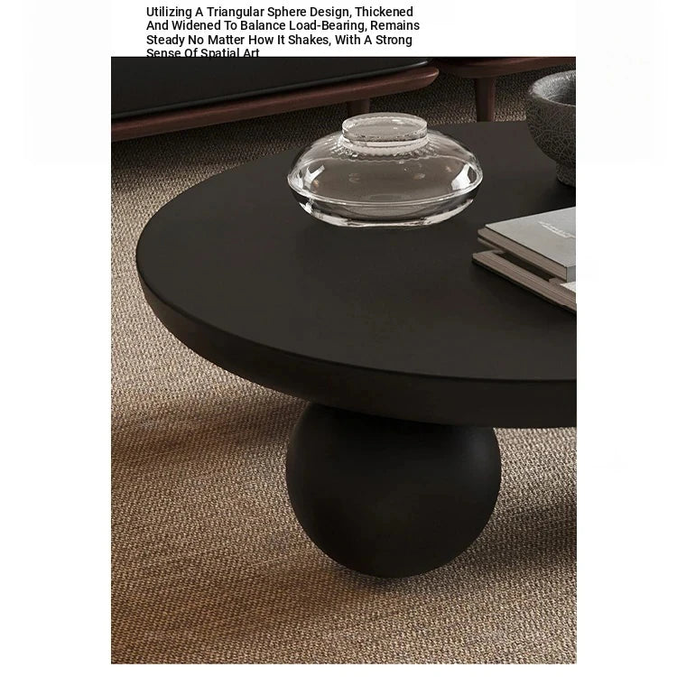 Stylish Ash Wood Coffee Table with Unique Round Base - Modern Design for Living Room Décor hmr-4776