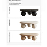 Stylish Ash Wood Coffee Table with Unique Round Base - Modern Design for Living Room Décor hmr-4776