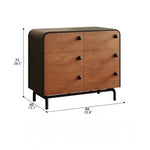 Modern Ash Wood Cabinet with Stylish Black Accents - 6-Drawer Storage Solution for Home Décor hmr-4777