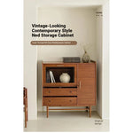 Mid-Century Modern Ash Wood Cabinet with Glass Display and Drawers - Stylish Storage Solution for Home and Office hmr-4779