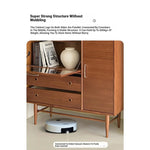 Mid-Century Modern Ash Wood Cabinet with Glass Display and Drawers - Stylish Storage Solution for Home and Office hmr-4779