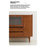 Mid-Century Modern Ash Wood Cabinet with Glass Display and Drawers - Stylish Storage Solution for Home and Office hmr-4779