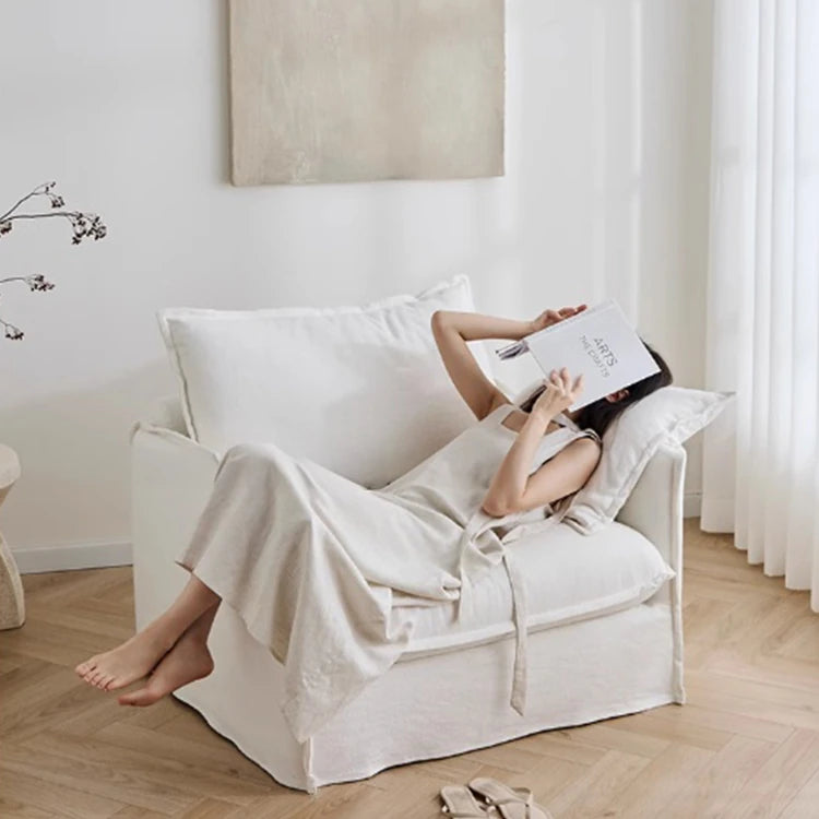 Cozy Cotton-Linen Armchair with Down Filling and Plush Cushion - Perfect for Modern Living Rooms hmr-4780