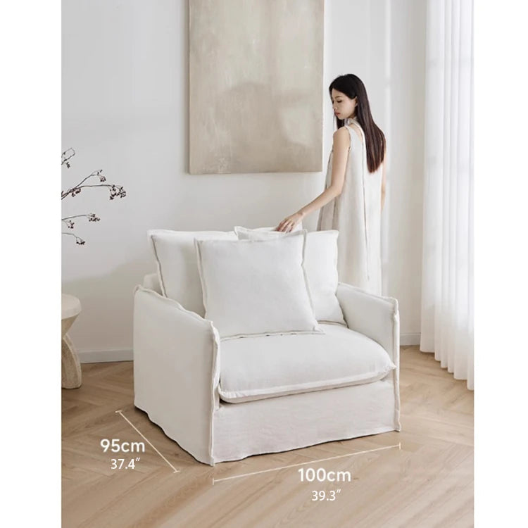 Cozy Cotton-Linen Armchair with Down Filling and Plush Cushion - Perfect for Modern Living Rooms hmr-4780