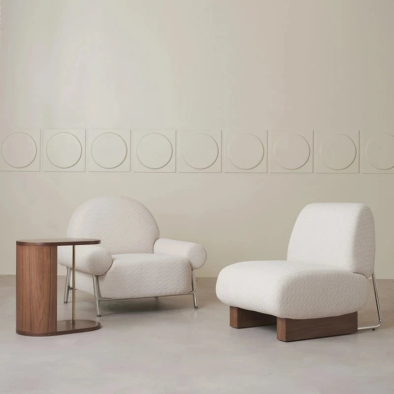 Comfortable Ash Wood and Stainless Steel Lounge Chair with Cotton-Linen Upholstery - Modern Design for Stylish Living Spaces hmr-4782