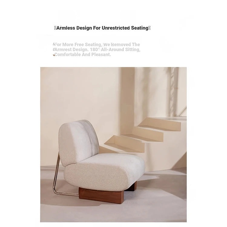 Comfortable Ash Wood and Stainless Steel Lounge Chair with Cotton-Linen Upholstery - Modern Design for Stylish Living Spaces hmr-4782