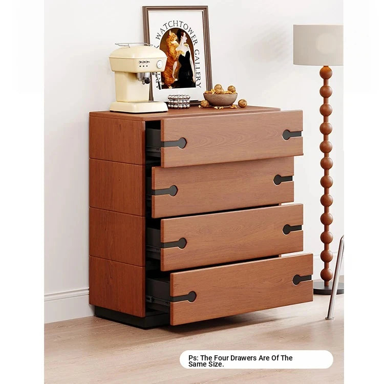 Stylish Ash Wood Cabinet with Sleek Design - 4 Drawer Dresser for Modern Living Spaces hmr-4783