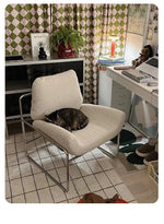 Stylish Synthetic Leather and Corduroy Accent Chair with Stainless Steel Frame - Cozy Modern Furniture for Living Room or Office hmr-4795