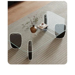 Stylish Tempered Glass and Ash Wood Coffee Table - Modern Design with Rounded Edges, 0.75in Thickened Surface, Perfect for Living Room Décor hmr-4796