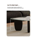 Stylish Tempered Glass and Ash Wood Coffee Table - Modern Design with Rounded Edges, 0.75in Thickened Surface, Perfect for Living Room Décor hmr-4796