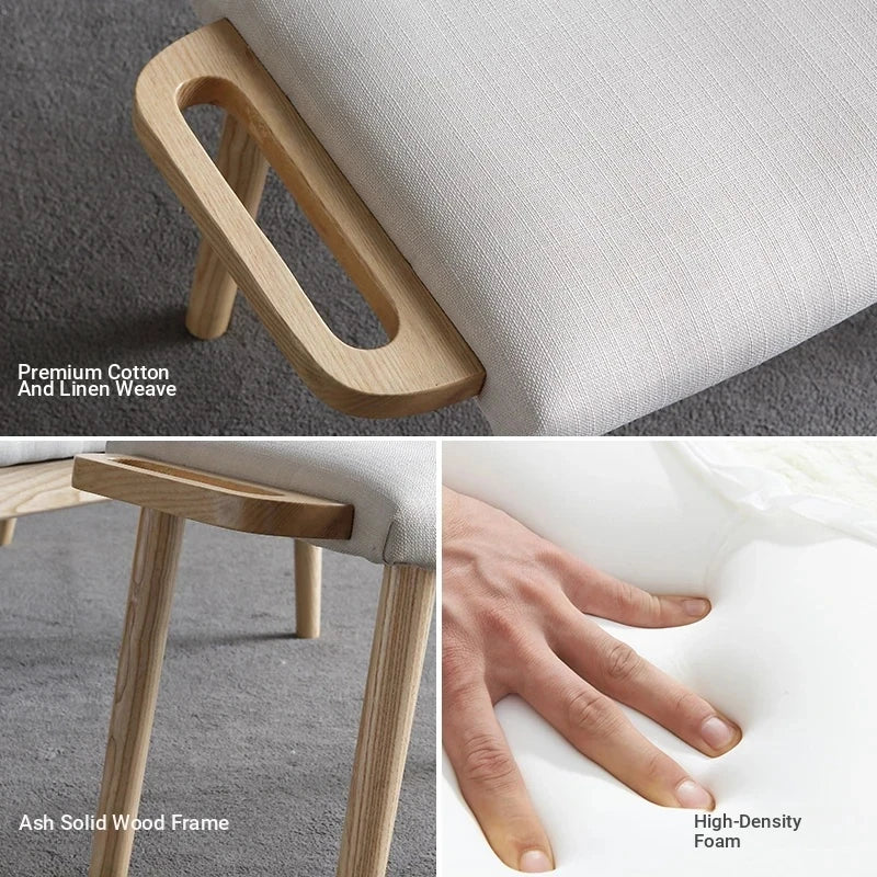 Stylish Ash Wood Stool with Cotton-Linen Upholstery - Perfect Accent for Modern Interiors hmr-4804