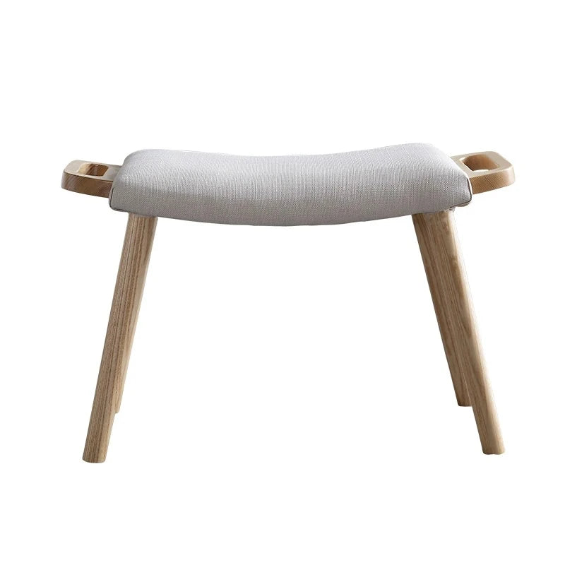 Stylish Ash Wood Stool with Cotton-Linen Upholstery - Perfect Accent for Modern Interiors hmr-4804