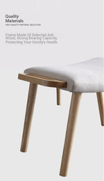 Stylish Ash Wood Stool with Cotton-Linen Upholstery - Perfect Accent for Modern Interiors hmr-4804