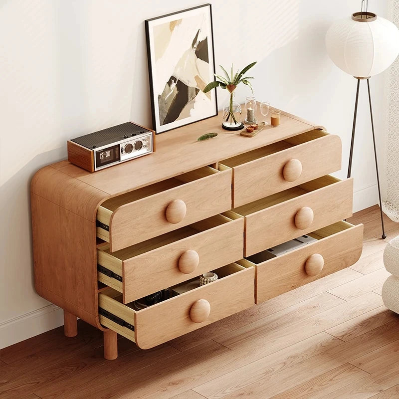 Contemporary Ash Wood Cabinet with Round Knobs - Stylish Storage Solution for Modern Interiors hmr-4806
