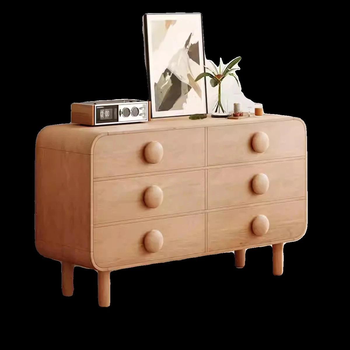 Contemporary Ash Wood Cabinet with Round Knobs - Stylish Storage Solution for Modern Interiors hmr-4806
