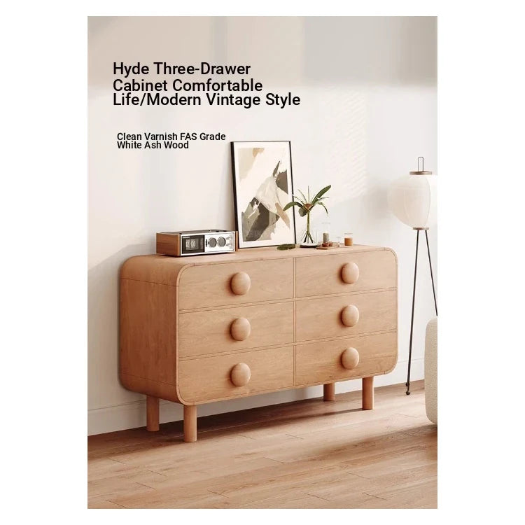 Contemporary Ash Wood Cabinet with Round Knobs - Stylish Storage Solution for Modern Interiors hmr-4806