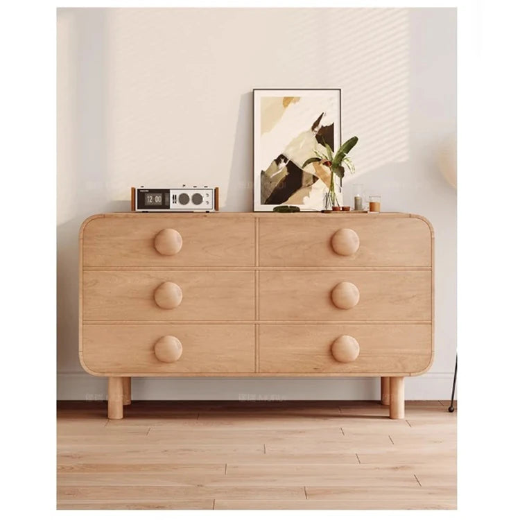Contemporary Ash Wood Cabinet with Round Knobs - Stylish Storage Solution for Modern Interiors hmr-4806