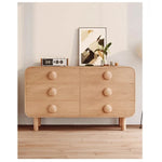 Contemporary Ash Wood Cabinet with Round Knobs - Stylish Storage Solution for Modern Interiors hmr-4806