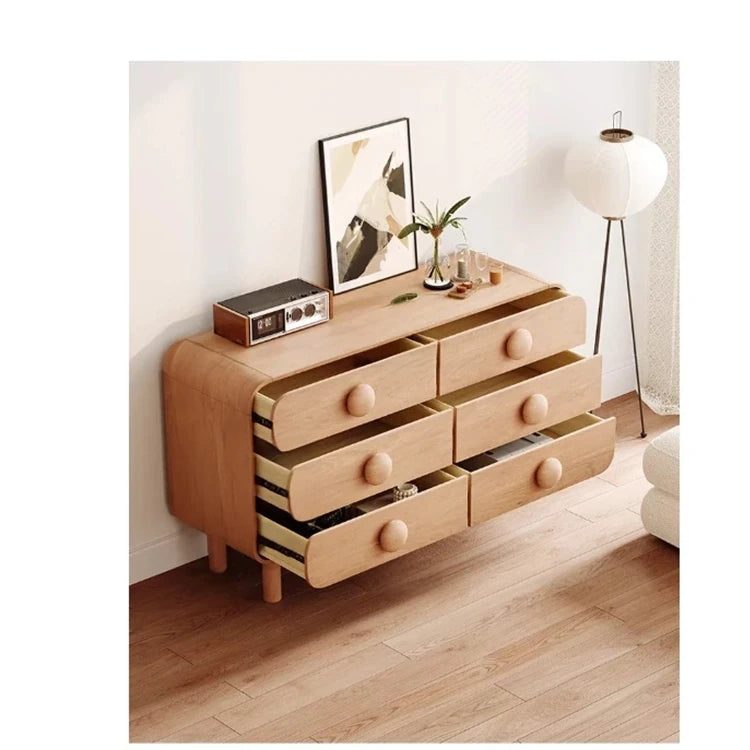 Contemporary Ash Wood Cabinet with Round Knobs - Stylish Storage Solution for Modern Interiors hmr-4806