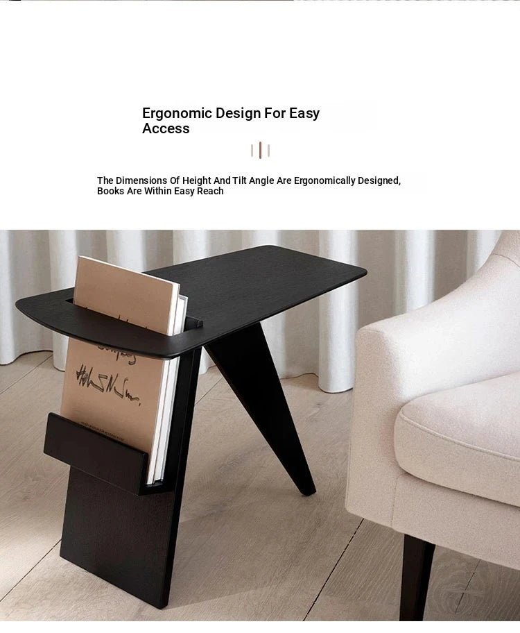 Sleek Oak Storage Rack with Stylish Book Holder - Modern Furniture for Home or Office hmr-4809