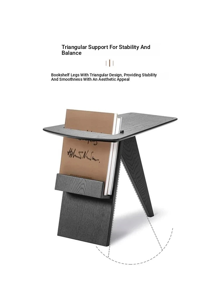 Sleek Oak Storage Rack with Stylish Book Holder - Modern Furniture for Home or Office hmr-4809