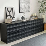 Modern Ash Wood Cabinet with Textured 3D Design - Stylish Storage Solution hms-4052