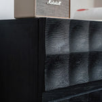 Modern Ash Wood Cabinet with Textured 3D Design - Stylish Storage Solution hms-4052